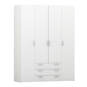 Space Wardrobe – 4 Doors 3 Drawers in White 2000