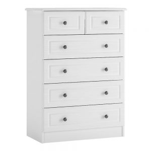 *Hampshire 2 plus 4 chest of drawers in white textured MDF and white melamine