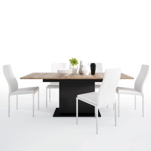 Dining set package Brolo Extending Dining Table + 4 Milan High Back Chair White.