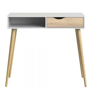 Oslo Console Table 1 Drawer 1 Shelf in White and Oak FSC Mix 70 % NC-COC-060652