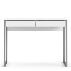 Function Plus Desk 2 Drawers in White High Gloss