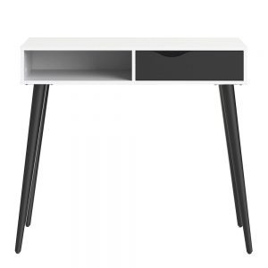 *Oslo Console Table 1 Drawer 1 Shelf in White and Black Matt