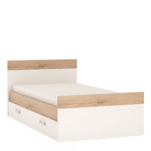 4KIDS Single bed with under drawer with opalino handles