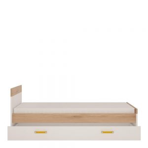 4KIDS Single bed with under drawer with orange handles