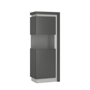 Zion Narrow Display Cabinet (LHD) in Platinum/Light Grey Gloss