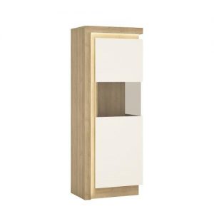 Zion Narrow Display Cabinet (RHD) in Riviera Oak/White High Gloss