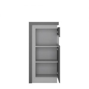 Zion Narrow Display Cabinet (RHD) in Platinum/Light Grey Gloss