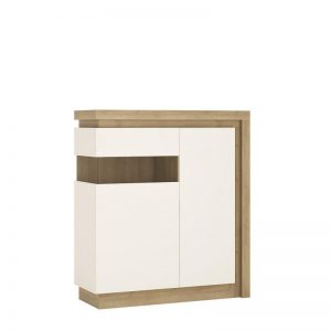 Zion 2 Door Designer Cabinet (LH) in Riviera Oak/White High Gloss