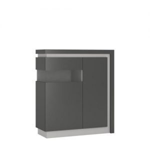 Zion 2 Door Designer Cabinet (LH) in Platinum/Light Grey Gloss