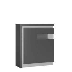 Zion 2 Door Designer Cabinet (RH) in Platinum/Light Grey Gloss