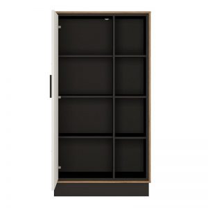 Messina Wide 1 Door Bookcase With the Walnut and Dark Panel Finish