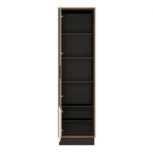Messina Tall Glazed Display Cabinet (LH) With the Walnut and Dark Panel Finish