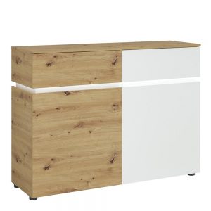 Lulu 2 Door 2 Drawer Cabinet in White and Oak