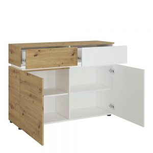 Lulu 2 Door 2 Drawer Cabinet in White and Oak
