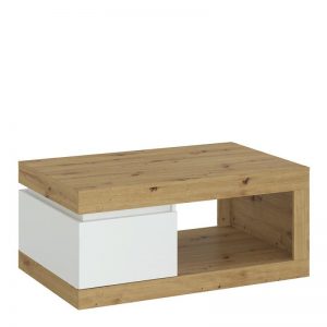 Lulu 1 Drawer Coffee Table in White and Oak