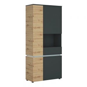 Lulu 4 Door Tall Display Cabinet RH in Platinum and Oak
