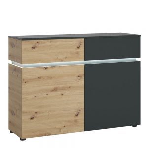 Lulu 2 door 2 Drawer Cabinet in Platinum and Oak