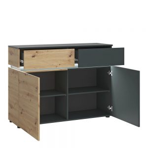 Lulu 2 door 2 Drawer Cabinet in Platinum and Oak
