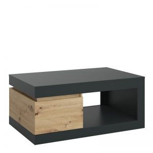 Lulu 1 Drawer Coffee Table in Platinum and Oak