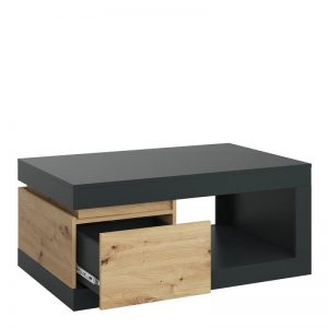 Lulu 1 Drawer Coffee Table in Platinum and Oak