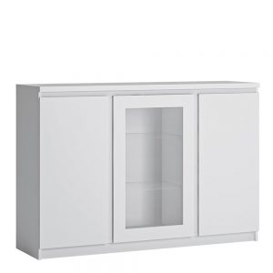 Fribo 3 door sideboard (Glazed centre) in White