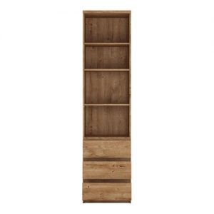 Danish Tall Narrow 3 Drawer Bookcase in Oak