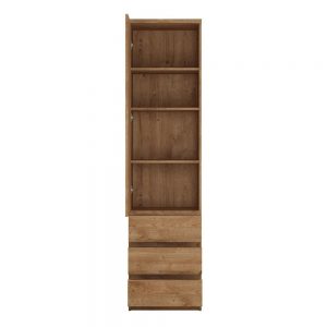 Danish Tall Narrow 1 Door 3 Drawer Cupboard in Oak