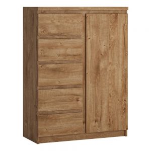 Danish 1 Door 5 Drawer Cabinet in Oak