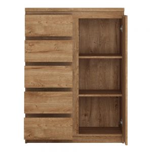Danish 1 Door 5 Drawer Cabinet in Oak