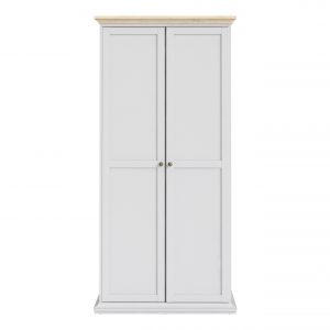 Paris Wardrobe with 2 Doors in White and Oak