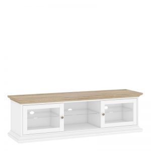 Seine TV Unit Wide 2 Doors 1 Shelf in White and Oak