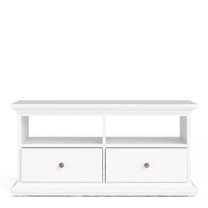 Seine TV Unit 2 Shelves 2 Drawers in White