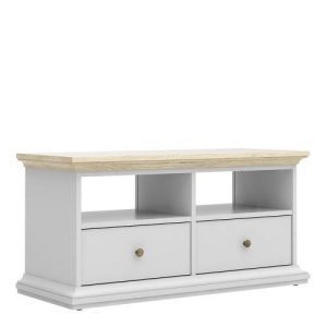 Seine TV Unit 2 Shelves 2 Drawers in White and Oak