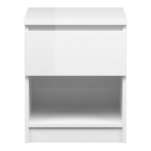 Naia Bedside 1 Drawer 1 Shelf in White High Gloss