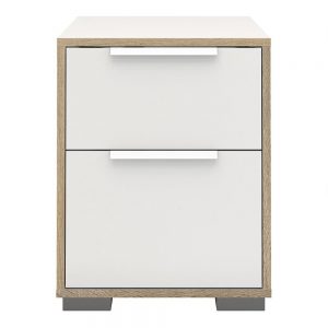 *Line Bedside 2 Drawers in White and Oak