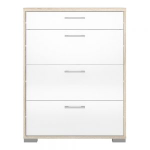 Cosy Chest of 4 Drawers in Oak with White High Gloss