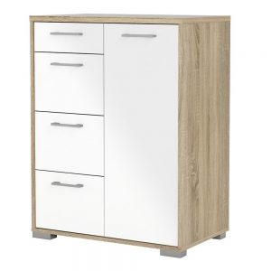 Cosy Sideboard 4 Drawers 1 Door in Oak with White High Gloss