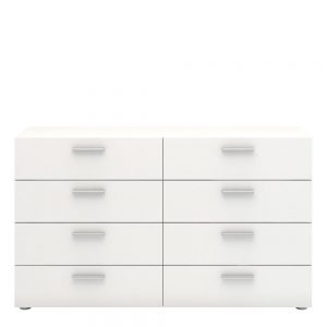 Pepe Wide Chest of 8 Drawers (4+4) in White