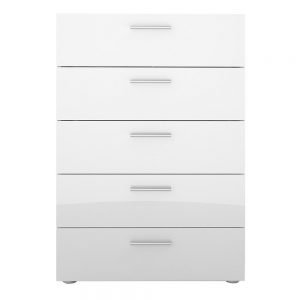 Pepe Chest of 5 Drawers in Oak with White High Gloss