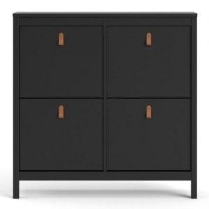 Catalonia Shoe Cabinet 4 Compartments in Matt Black