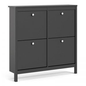 Velazquez Shoe Cabinet 4 Compartments in Matt Black