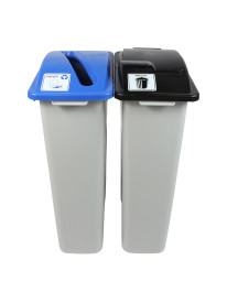 WASTE WATCHER – Double – Paper-Waste – Slot-Solid Lift – Grey-Blue-Black