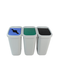BILLI BOX – Triple – 10 G – Mixed Recyclables-Organics-Waste – Mixed-Swing-Swing – Grey-Blue-Green-Black
