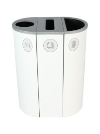 SPECTRUM – Triple – Cans & Bottles-Paper-Waste – Circle-Slot-Full – White