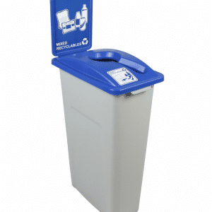 WASTE WATCHER – Single – 87 litre – Mixed Recyclables with Sign – Blue/Grey