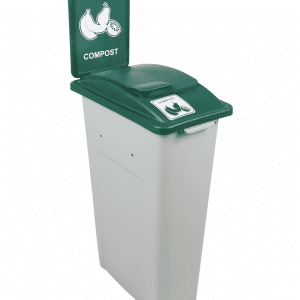 WASTE WATCHER – Single – 87 litre – Organics/Compost – Grey/Dark Green – Vented Lid with Sign